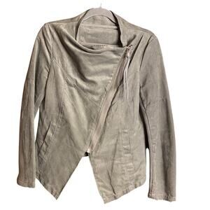 Divided Suede Gray Asymmetrical Moto Coat 8